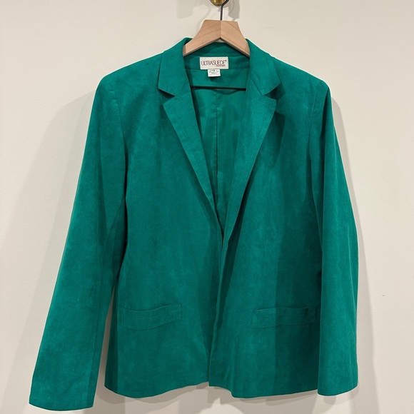 Vintage Green Ultrasuede Blazer Jacket Made in The USA Size 14 - Picture 2 of 7